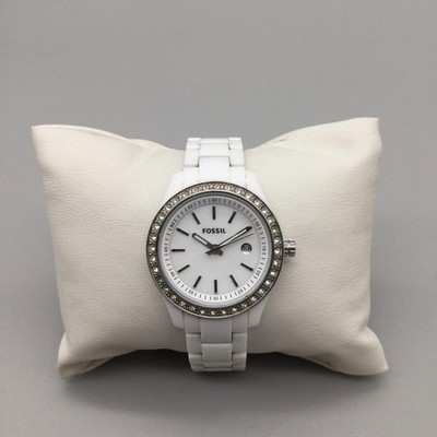 【fossil】ホワイト♡ラインストーン♡腕時計 Fossil Womens Watch 31mm White Ceramic Crystals Date ES-2437 New