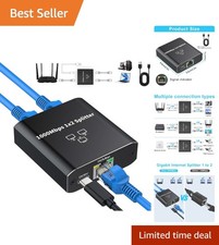 Effortless 1 to 2 RJ45 Ethernet Splitter - Small Network Switch for Home/Office