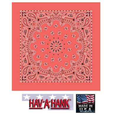 Usa Made Hav A Hank Salmon Pink Paisley Bandana Bandanna Scarf Scarve Head Ebay