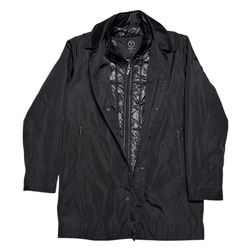 TUMI TECH Insulated Business Casual Designer Lined Long Black Jacket Mens Small - 第 1/8 張圖片
