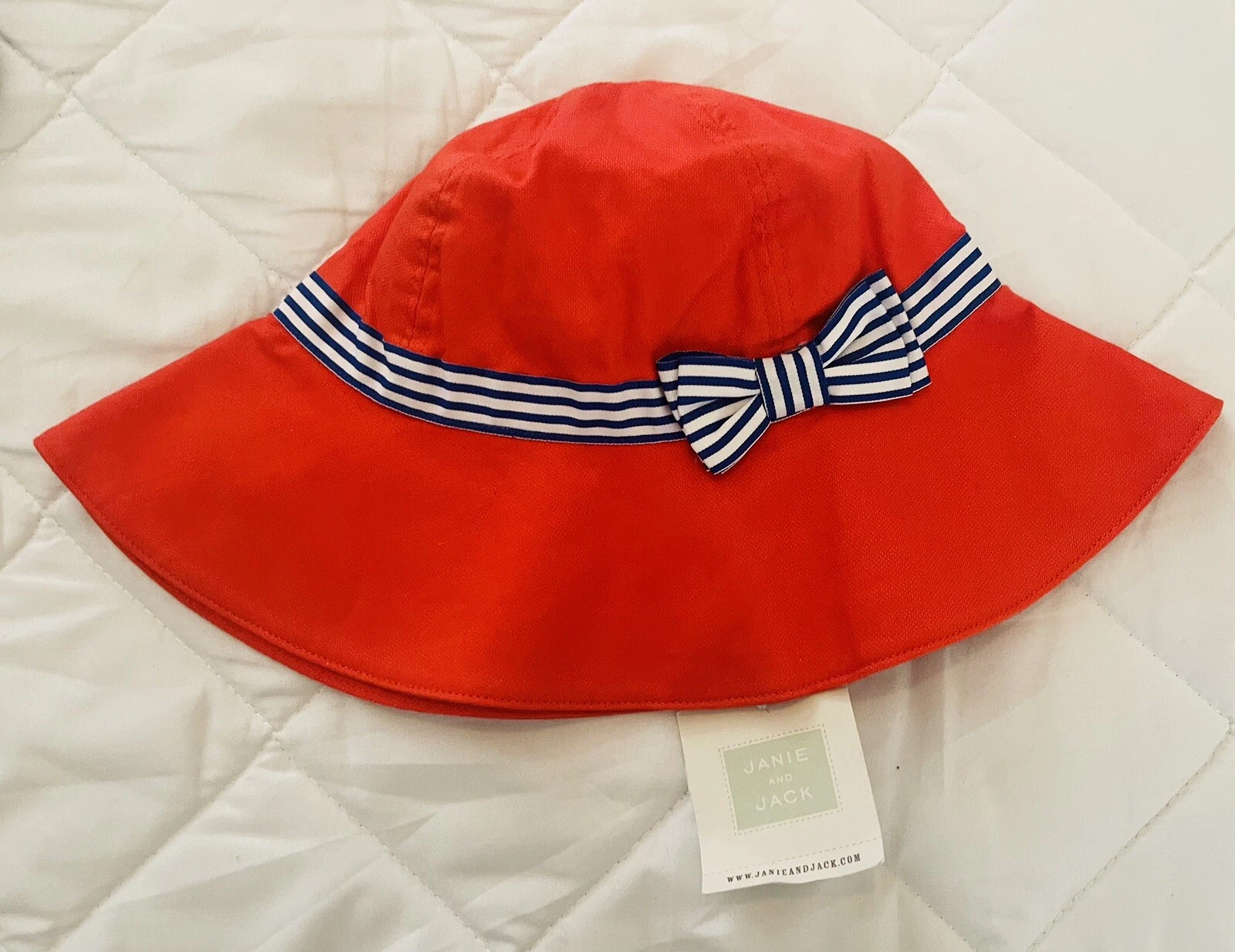 Janie & Jack European Travel Stripe Band Dobby Hat Sunhat Toddler Size 2T/3T NWT
