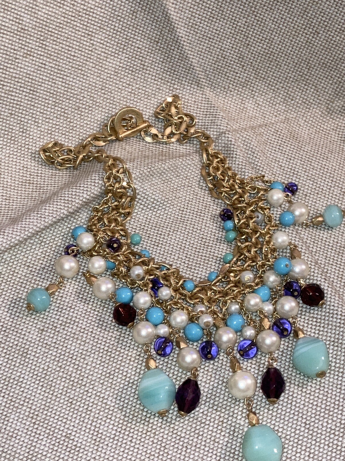 Carol Lee Multi Stone Bib Collar Statement Gold N… - image 17