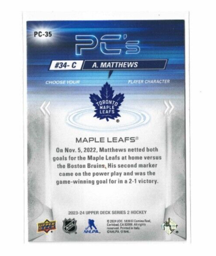 Auston Matthew 2023-24 Upper Deck Series 2 #PC-35 PC Holo Toronto Maple Leafs - Imagen 4 de 4