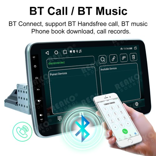 1 DIN 10.1'' Car Stereo Radio Rotatable Android 13 Touch Screen GPS Wifi BT RDS - Picture 9 of 15