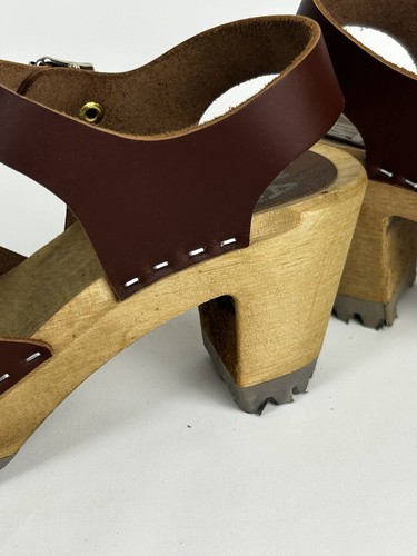 Mia Abba Swedish Clog Brown Wood Sole EU 36 Y2K - Picture 12 of 13