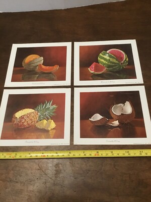 Bernard Picture Co Prints Litho 6  X 5  Lot Of 4 Fruit N. Cary Melons Coconut