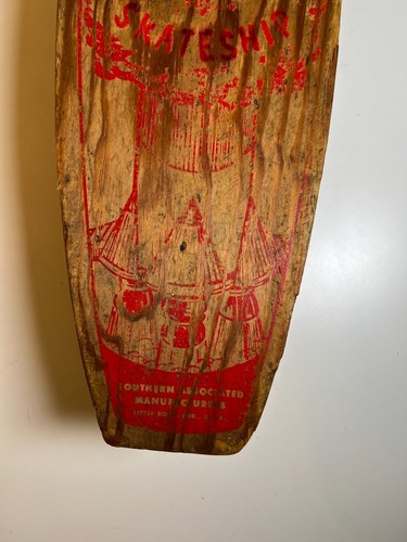 Vintage Apollo Rocket Skateship Wood Wooden Skateboard Skate Board Metal Wheels - Picture 6 of 19