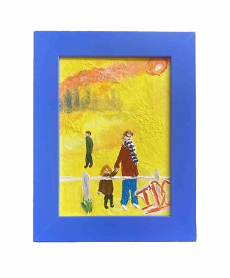 Original Acryl - ''Tochter und Papa Debüt'' gerahmt, offen, ohne Glas