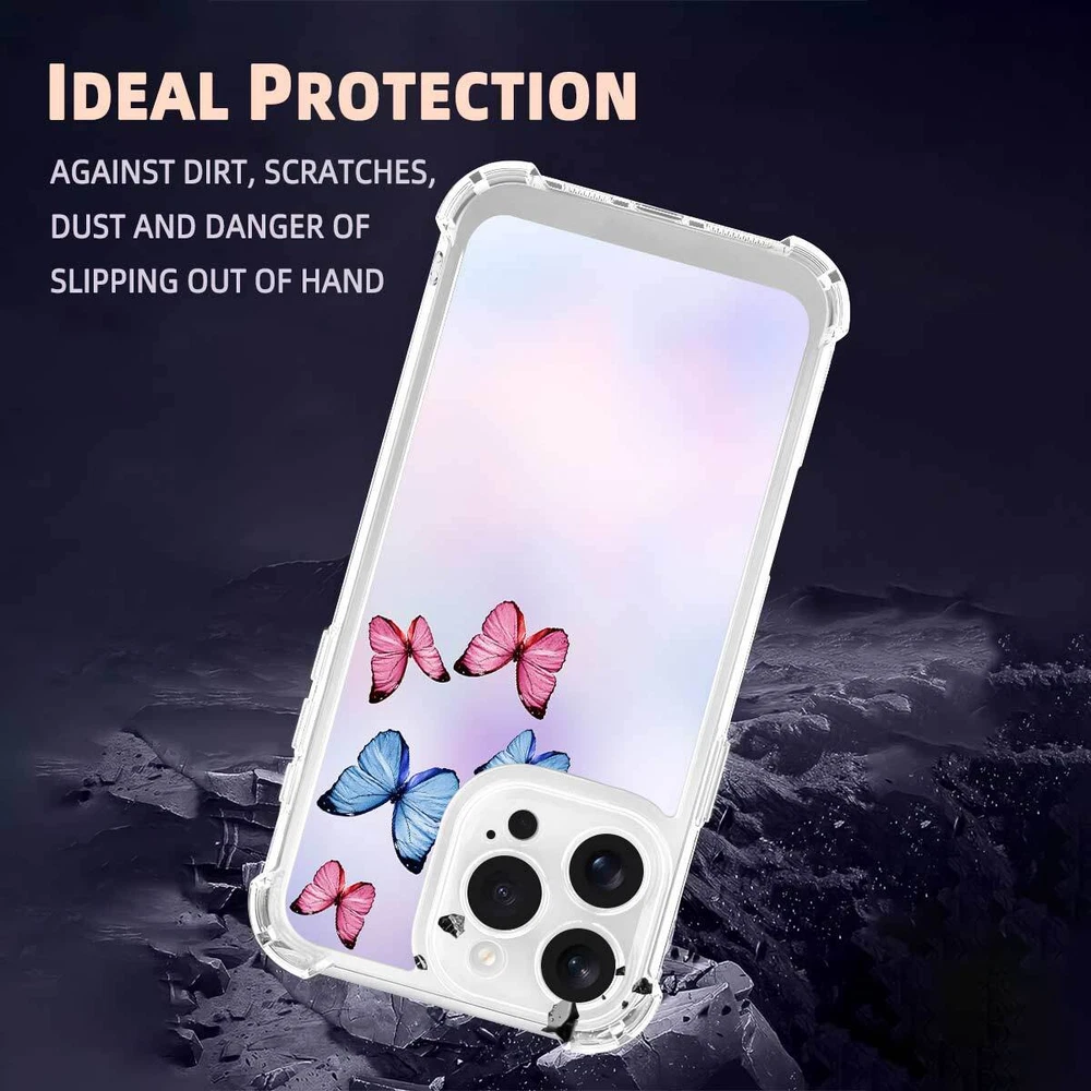 iPhone 14 Pro Max 15 16 Plus Samsung A56 A16 Butterfly TPU Case