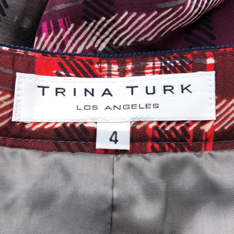 Falda plisada gris Trina Turk multicolor seda línea A talla 4 Foto 4 de 4