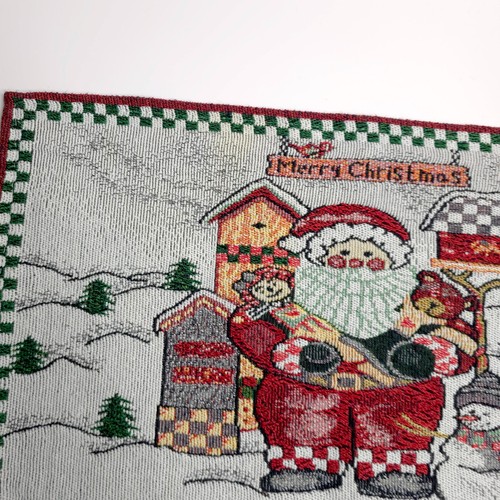 Set of 4 Vintage Tapestry Placemats Santa Claus Snowman Country Christmas - Picture 7 of 11