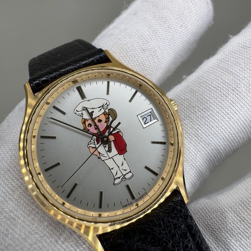 Rare Hamilton Chef Watch 9812 Black Buckle Band Round White Face with Date WORKS - Picture 5 of 12