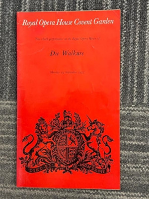 Die Walkure Royal Opera House Programm 1975