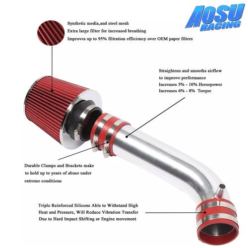 RED Short Ram Air Intake Induction Kit + Filter For 03-06 350Z/G35/FX35 3.5L V6 - Picture 6 of 11