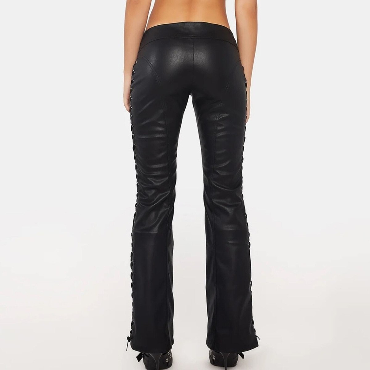 New Generation Kiss Butterfly lace up vegan leather flare