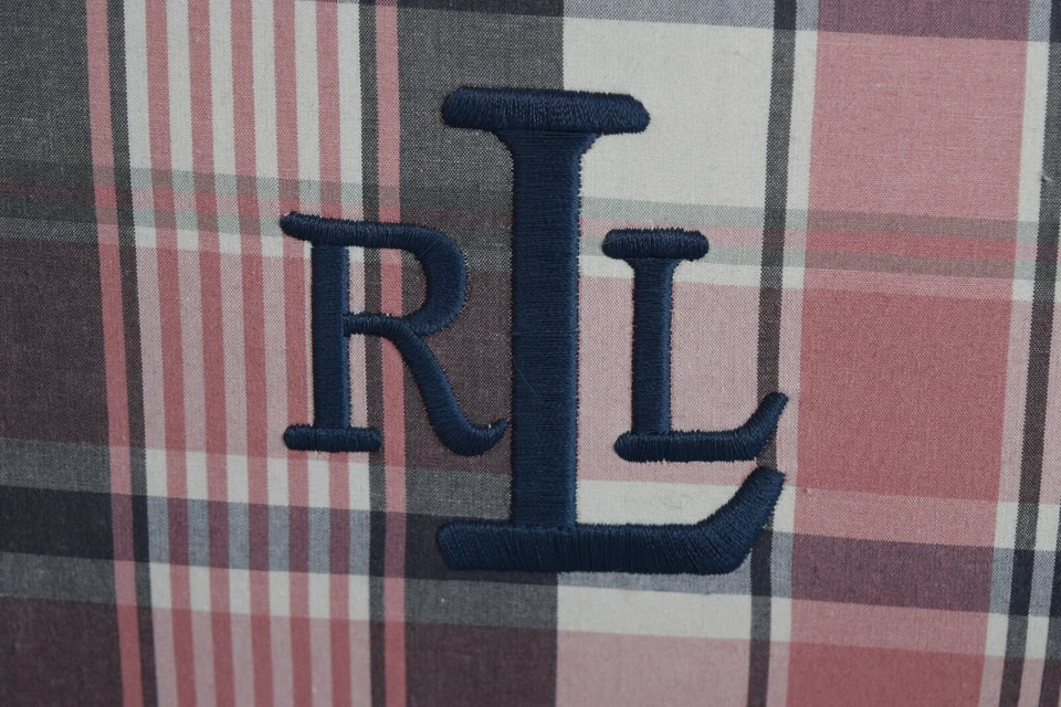 Almohadas de cuña a cuadros bordadas rosa azul 20x14 Lauren by Ralph Lauren Foto 2 de 4