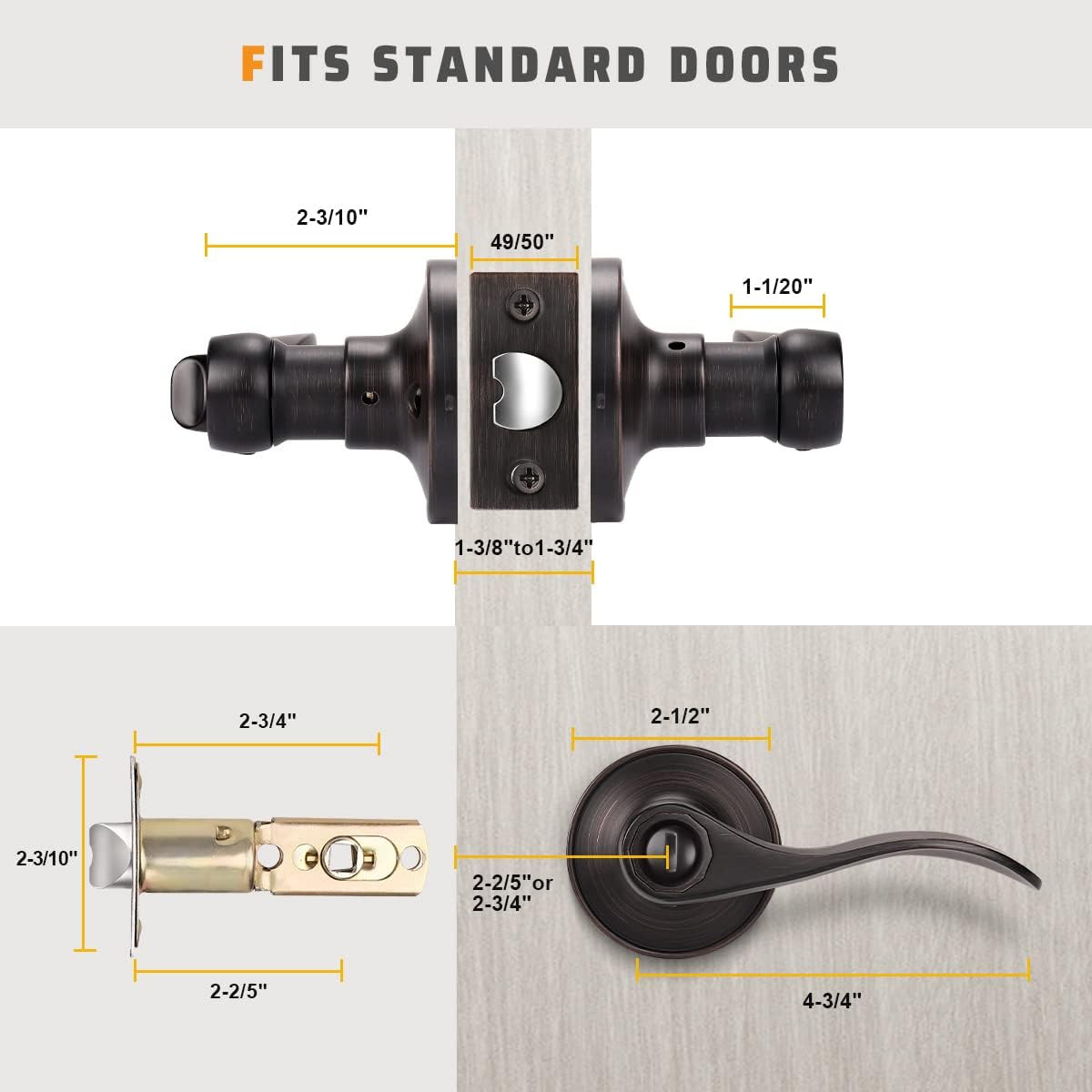 10 Pack Oil Rubbed Bronze Door Handle, Privacy Door Lever Bed and Bath Door Knob