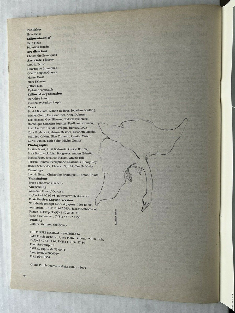 アート・デザイン・音楽 The Purple Journal #1 S/S 2004 Purple Journal Issue 1 RARE Summer 2004 English Edition First