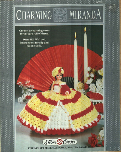 CHARMING MIRANDA DRESS 7 1/2" DOLL FIBRE CRAFT CROCHET PATTERN LEAFLET