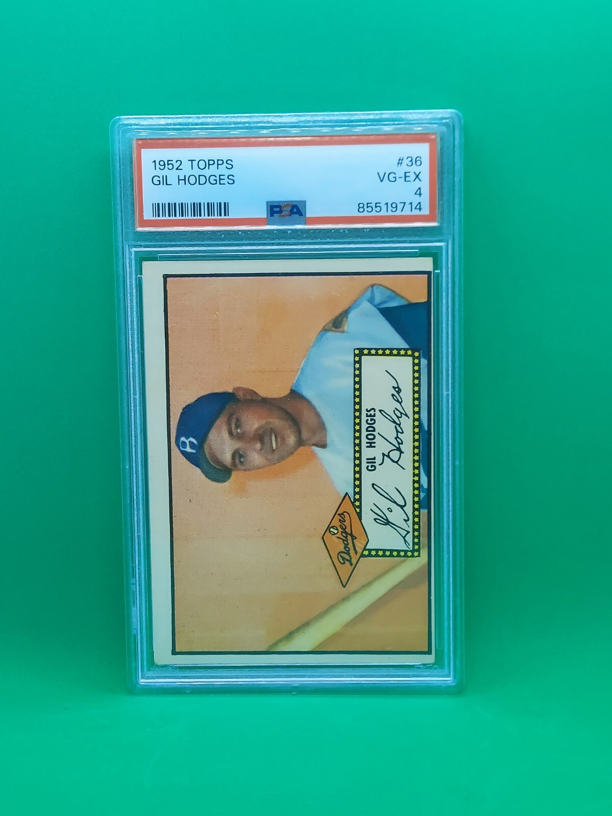 1952 Topps #36 Gil Hodges * PSA VG-EX 4 * Brooklyn Dodgers vintage baseball card
