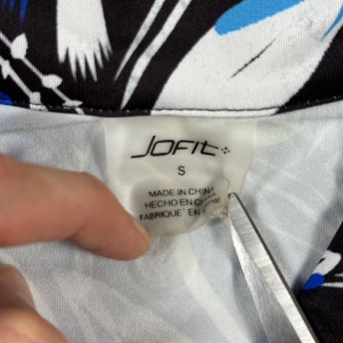 Jofit Golf Shirt Womens S Polo Black Blue Floral 1/4 Zip Cap Sleeve - Picture 2 of 8