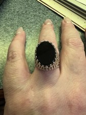18kt HTG Genuine Onyx Ring Size 7.75