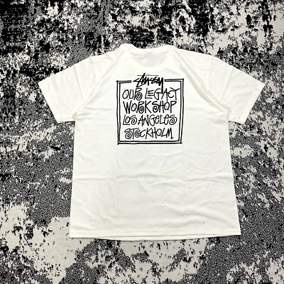 STUSSY OL FRAME PIGMNENT DYED TEE WHITE - LARGE OUR LEGACY