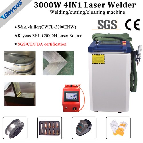 Raycus 3000W Handheld 4 in1 Faser Laser Schweißer Schweißen Reinigung Schneidemaschine