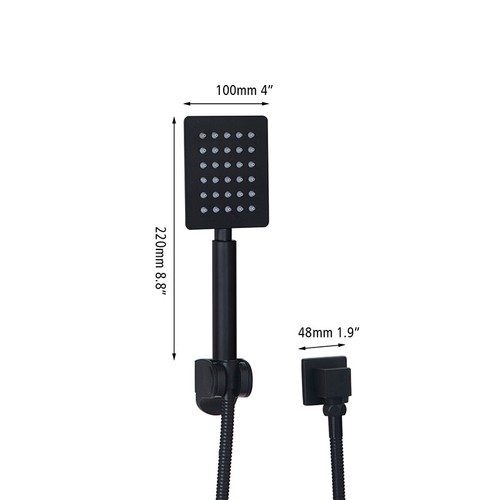 16" 2-way Digital Mixer Tap Bathroom Wall Mount Black Rainfall Shower Faucet Kit - Picture 2 of 7