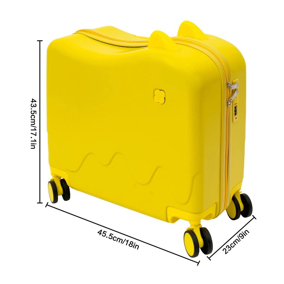 18" Children's Luggage Case Rolling Kids Ride-On Suitcase W/ Lock & Stickers - Image 4 of 4