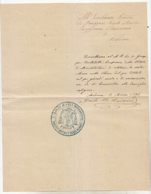 EE74-ARCHBISHOP OF MODENA-AUTOGRAPH CARLO MARIA BORGOGNONI