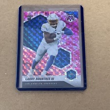 Larry Roundtree 2021 Panini Mosaic PINK CAMO PRIZM PARALLEL RC #378 CHARGERS A52