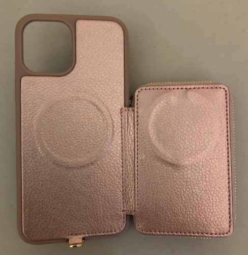 ZVE New Zipper Wallet Case for iPhone Xs with Wrist Strap 2018 Rose Gold - Photo 4 sur 6