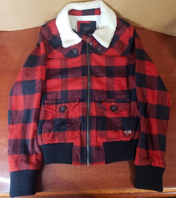 FOX Flannel Jacket Womens Small Buffalo Check Plaid Fleece Outdoor