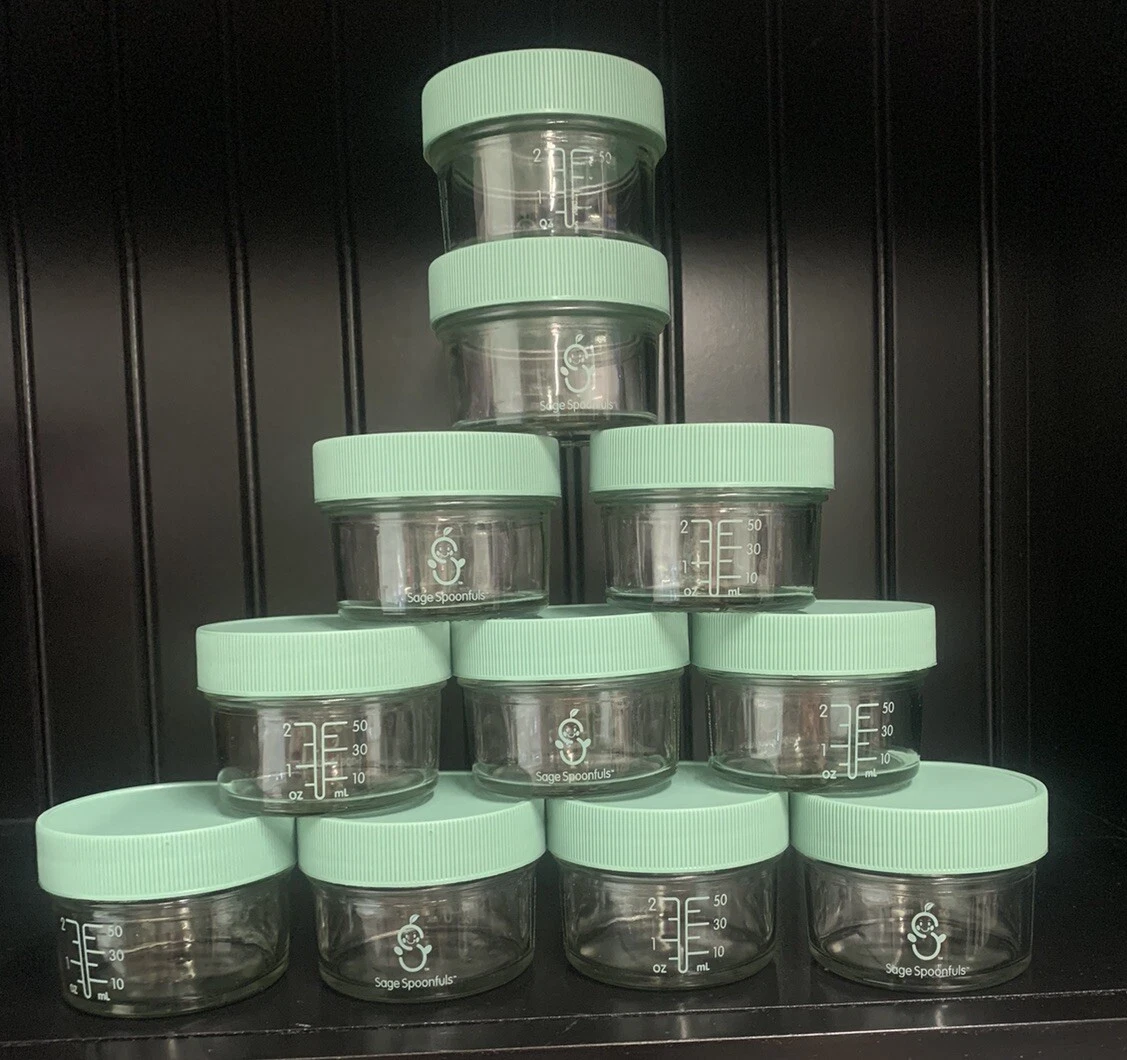 Sage Spoonfuls 11 Glass Storage Jars 2 oz Baby Food / Breast Milk Freezer Safe
Opens in a new window
