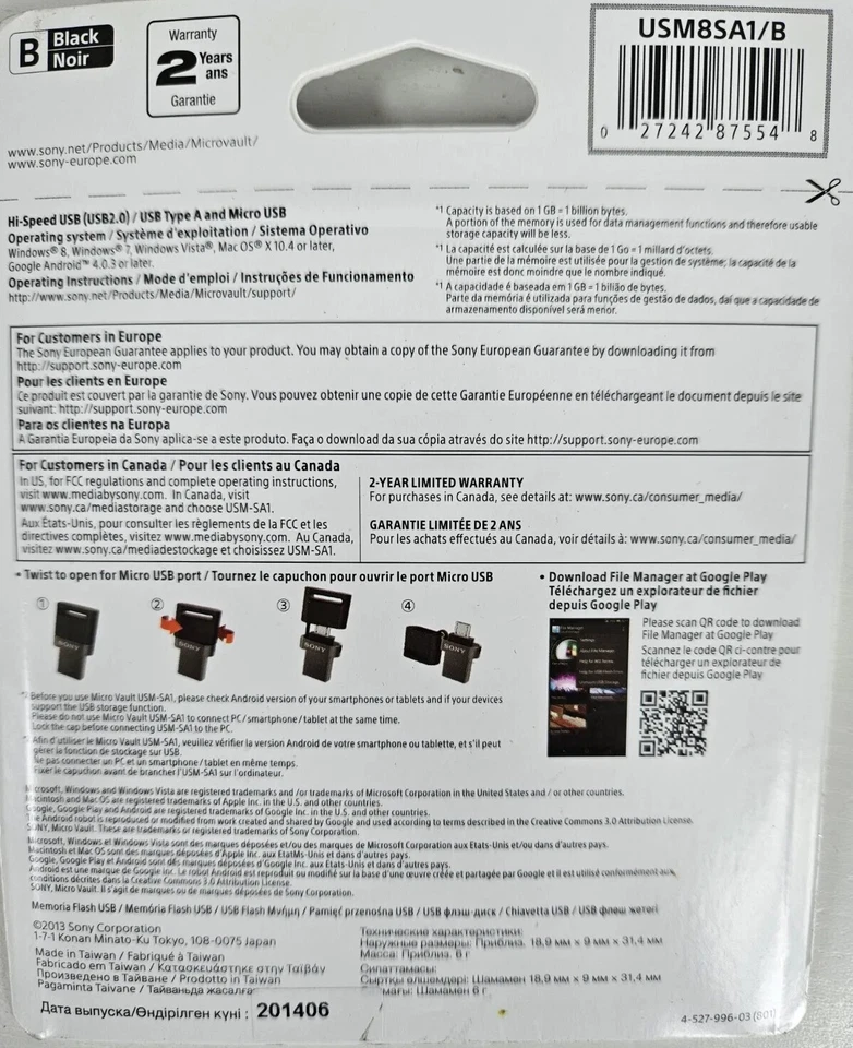 Sony 8GB Dual Micro + USB 2.0 Flash Drive for Android Phones Tablet & Laptops - Image 3 of 3