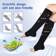 3 pairs Compression Socks Zipper Open Toe Pressure Stocking for Legs and Muscle