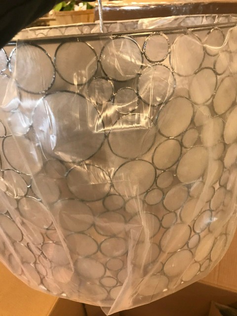 Pottery Barn Pb Classic Marina Capiz Drum Pendant 21 Diameter New