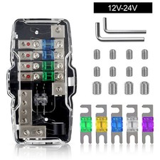 Fused Power Distribution Block Car Audio MIDI Mini-ANL Fuse Block 12V 0/4 Gauge