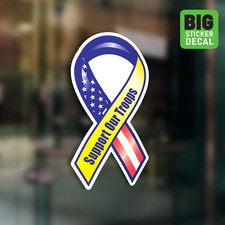 Support Our Troops Big Laminated Vinyl Sticker Car Decal Military Vet America