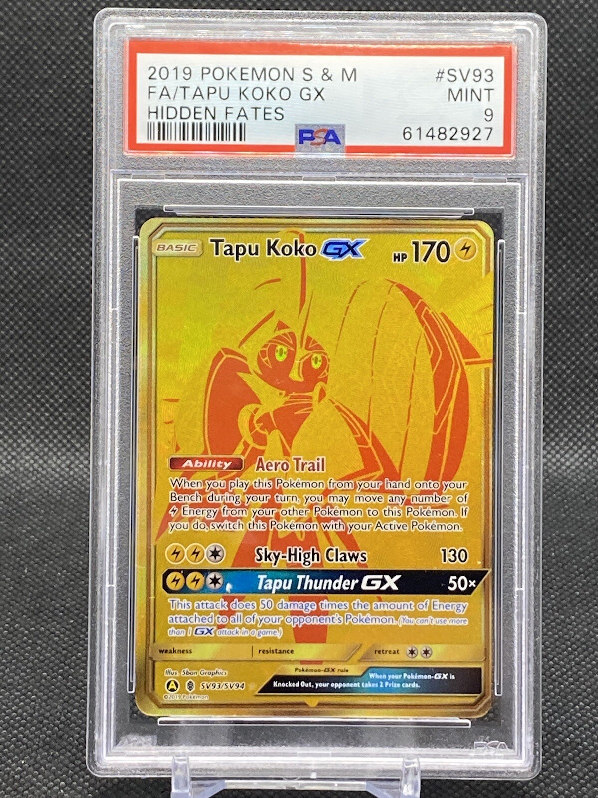 Tapu Koko GX SV93/SV94 - Hidden Fates - Pokemon TCG - PSA 9