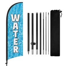 FSFLAG Water 8FT Advertising Feather Flag Banner with Pole Kit and Ground Stake