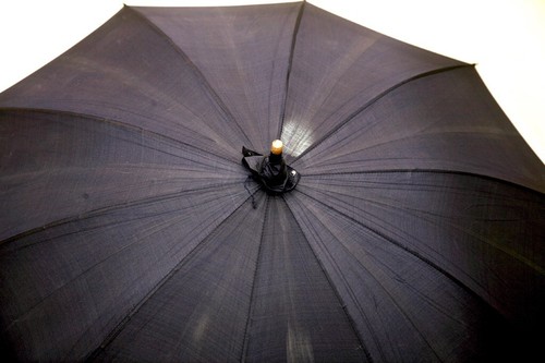 Antique Umbrella With Dark Blue Fabric And Unique Handle - Picture 4 of 5