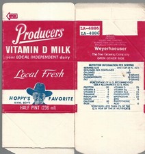 Vintage Hopalong Cassidy William Boyd Unused Milk Carton Half Pint Producers