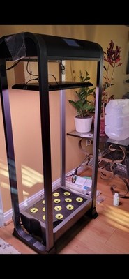 Indoor Hydroponic System 12-Site Grow Tower w/ LED Grow Light, Black
