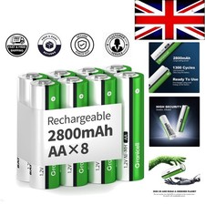 8-Pack High Capacity AA Rechargeable Batteries - 1300 Cycles, Safe & Reliable 14.99 per battery