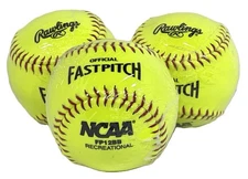 Rawlings NCAA Fastpitch Softball - 12" Recreational ~ Yellow, Black, Red 3 count
