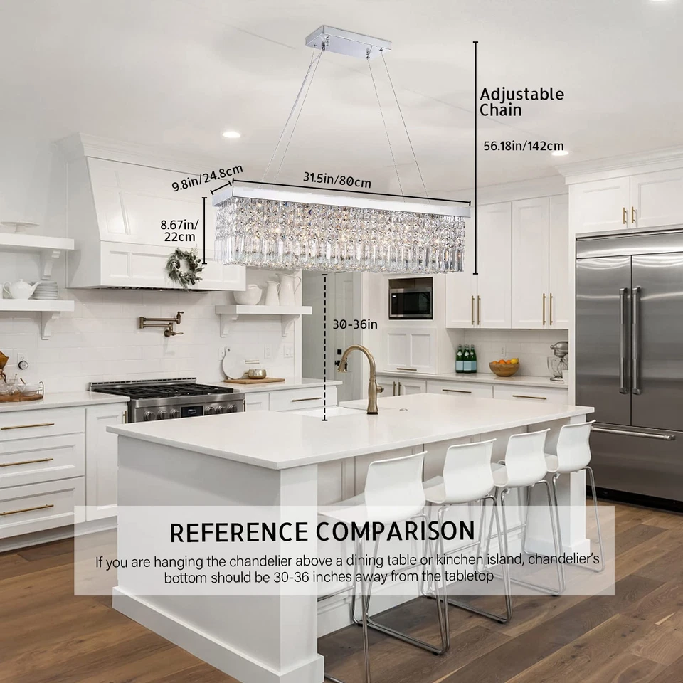 Lámparas rectangulares para comedor, modernas lámparas de lluvia, colgantes... Foto 4 de 4