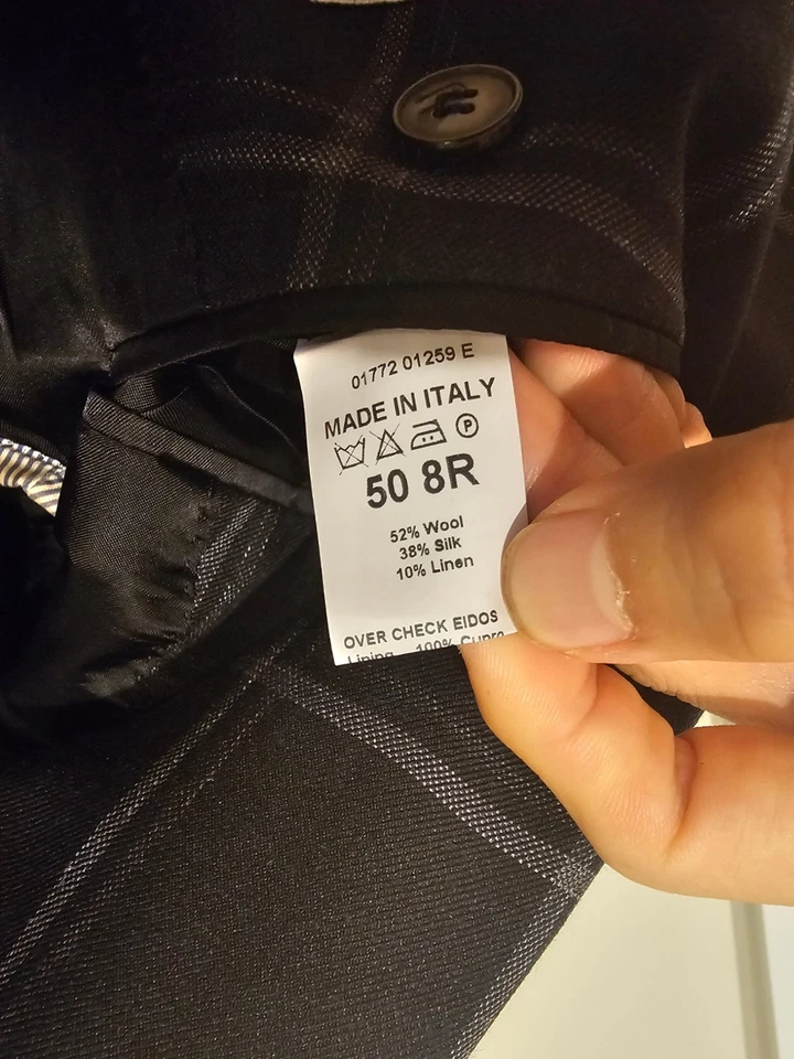 Traje de lana a cuadros azul oscuro/negro Eidos Napoli talla EU50 US40R Foto 4 de 4