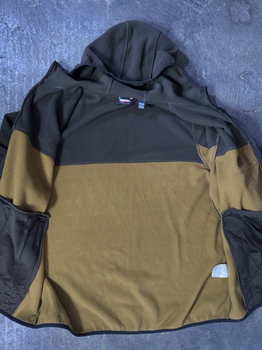 Vintage Reebok Fleece Jacket Full-Zip Hooded - Men’s 2XL - Brown/Grey Colorblock - Picture 9 of 13
